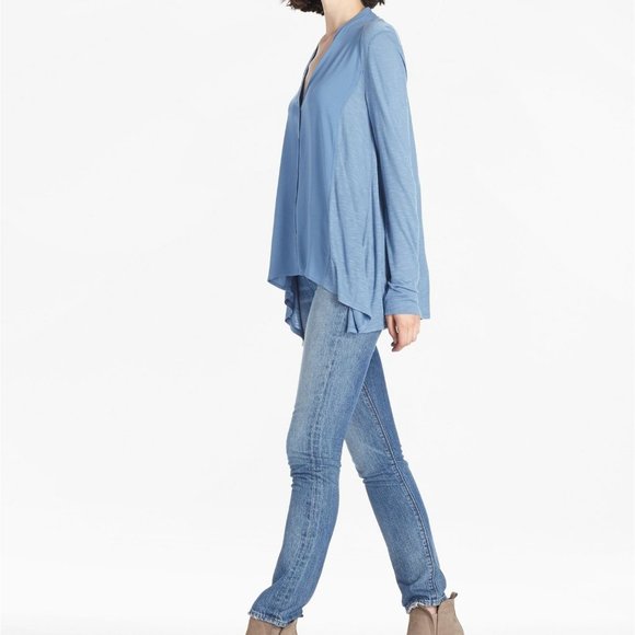 Lucky Brand Button Down Mixed Media Top NWT - Picture 2 of 10